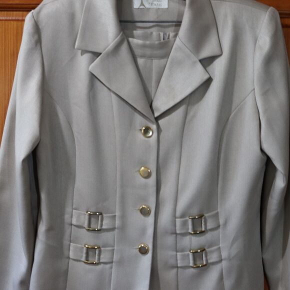 Boulevard De Paris Vintage Gray Pantsuit Medium Office Career Professional 10 - Picture 3 of 16